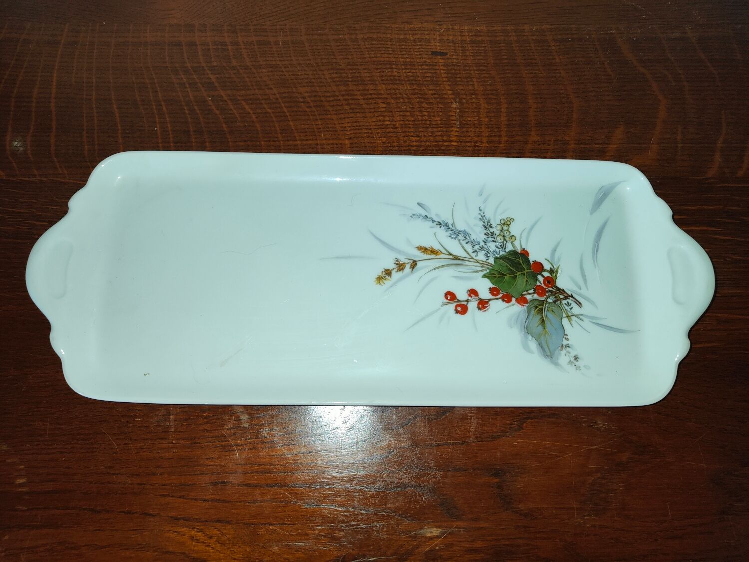 Glazed porcelain cake dish from Limoges Ternet
