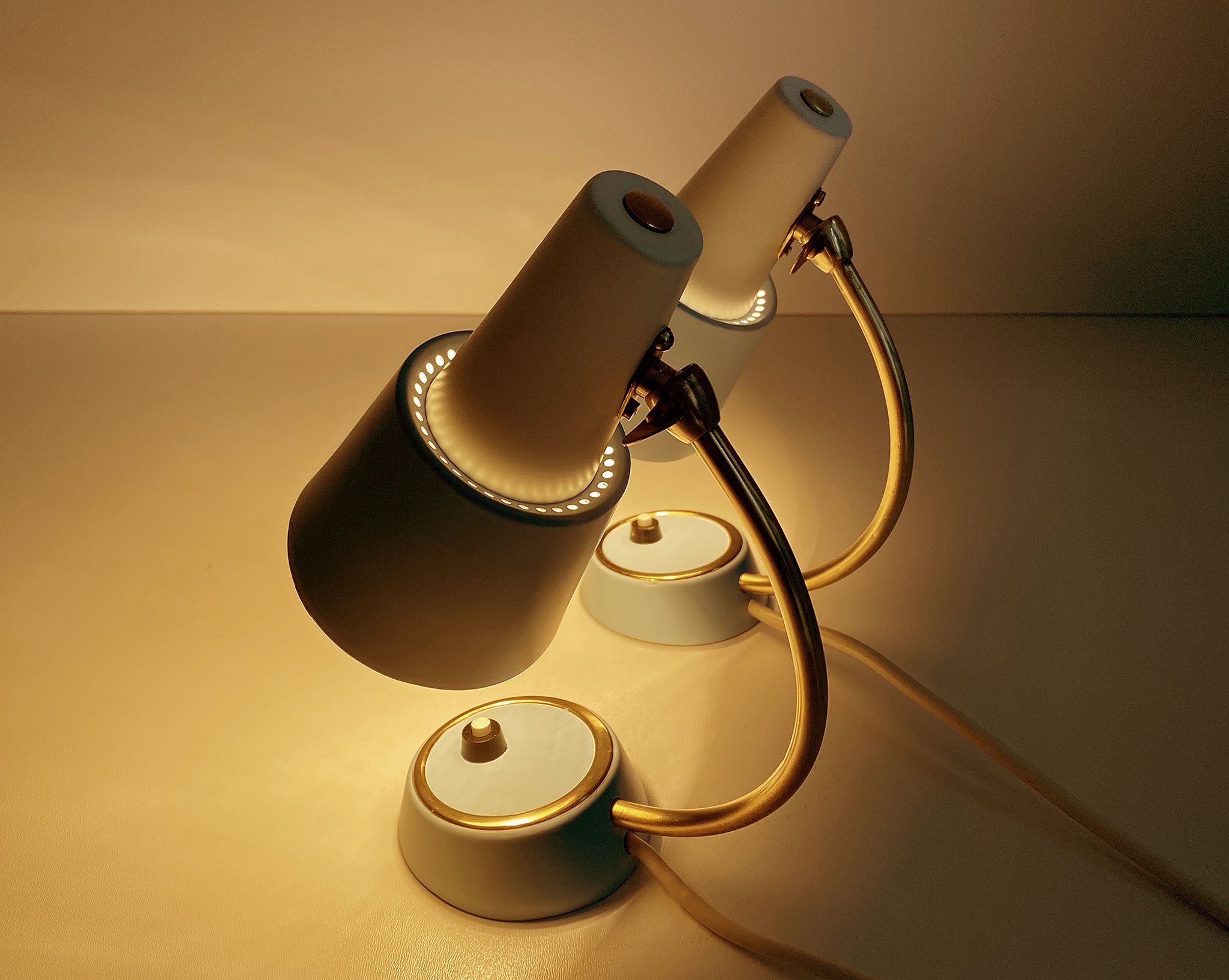 Pair of vintage table or bedside lamps, brass, 50s 60s