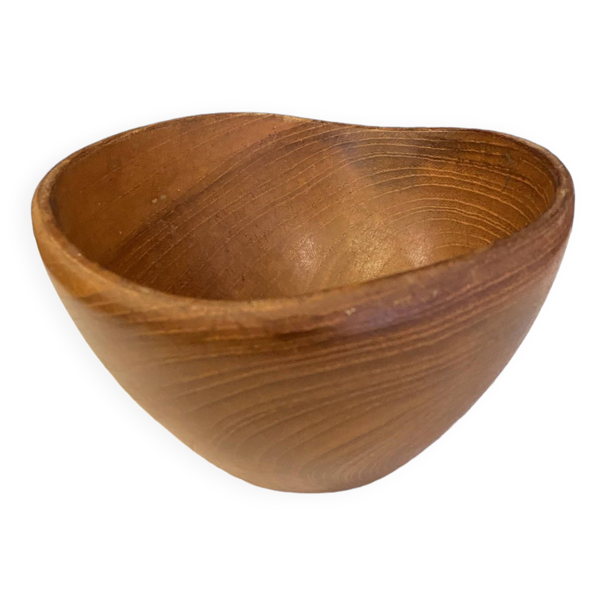 Salad bowl in bur walnut round shape honey color