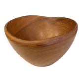 Salad bowl in bur walnut round shape honey color