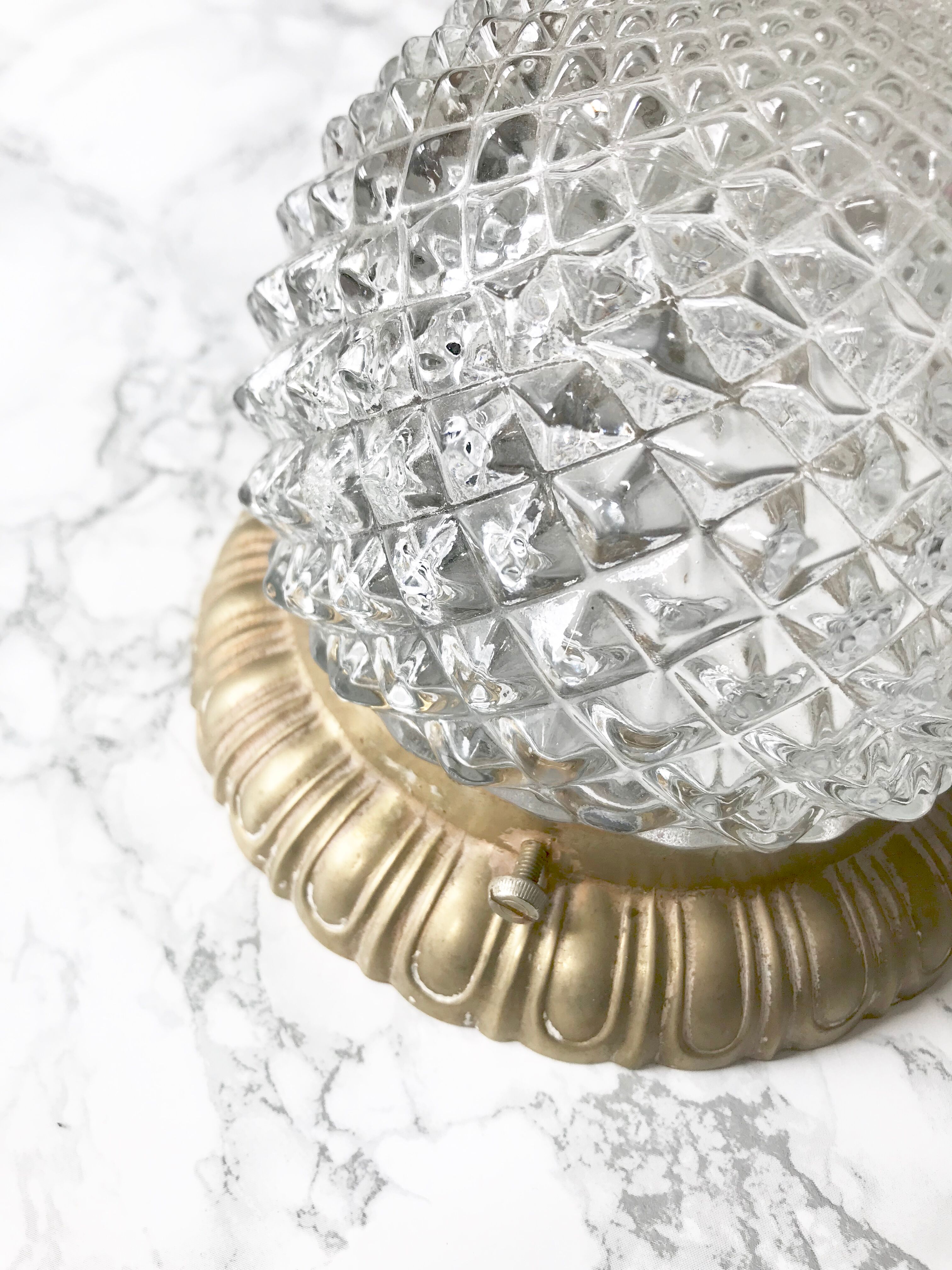 Glass and brass wall lamp