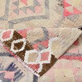 Pink & Cream Kilim Runner Rug, 94.378Cm