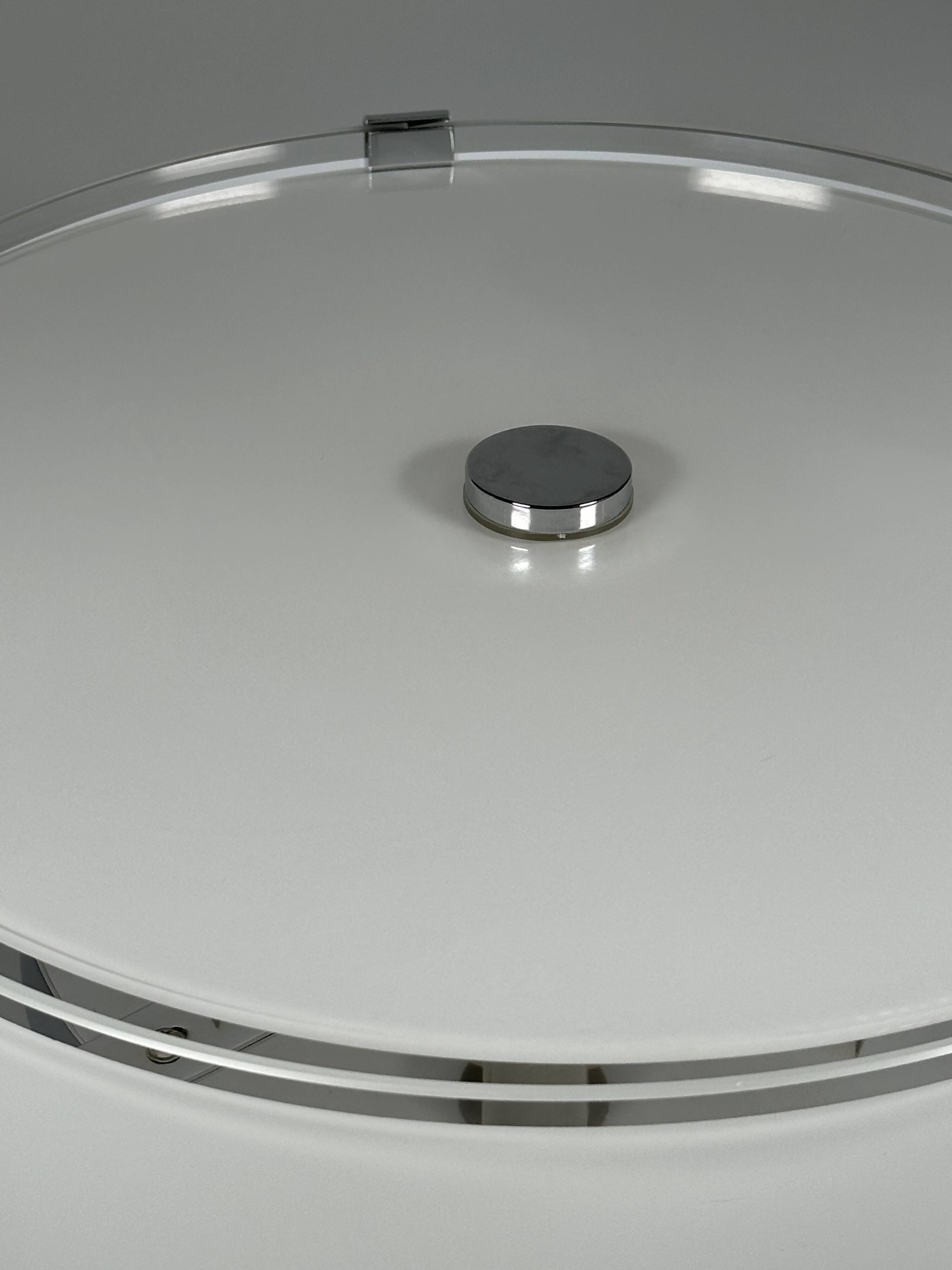 1970s 1980s Ceiling Lamp by Honsel Leuchten Germany in Glass & Chrome