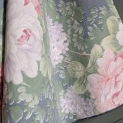 Nappe "english cottage" en coton vert sauge et fleurs champêtres