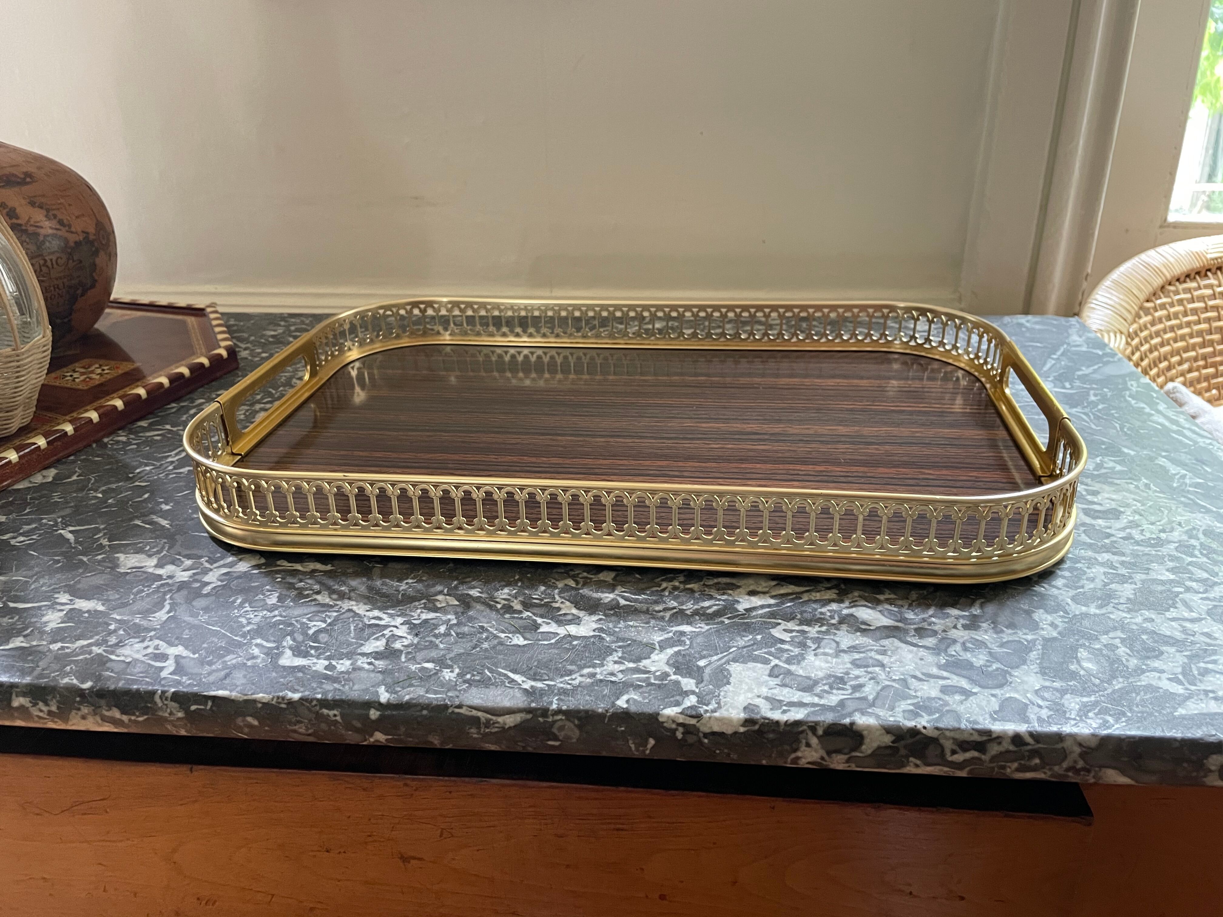 Vintage brass and formica tray 1950s