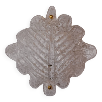 XL frosted leaf wall light, Murano glass, Italy, 1970