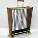 Vintage wooden umbrella stand, brass, 1960s design