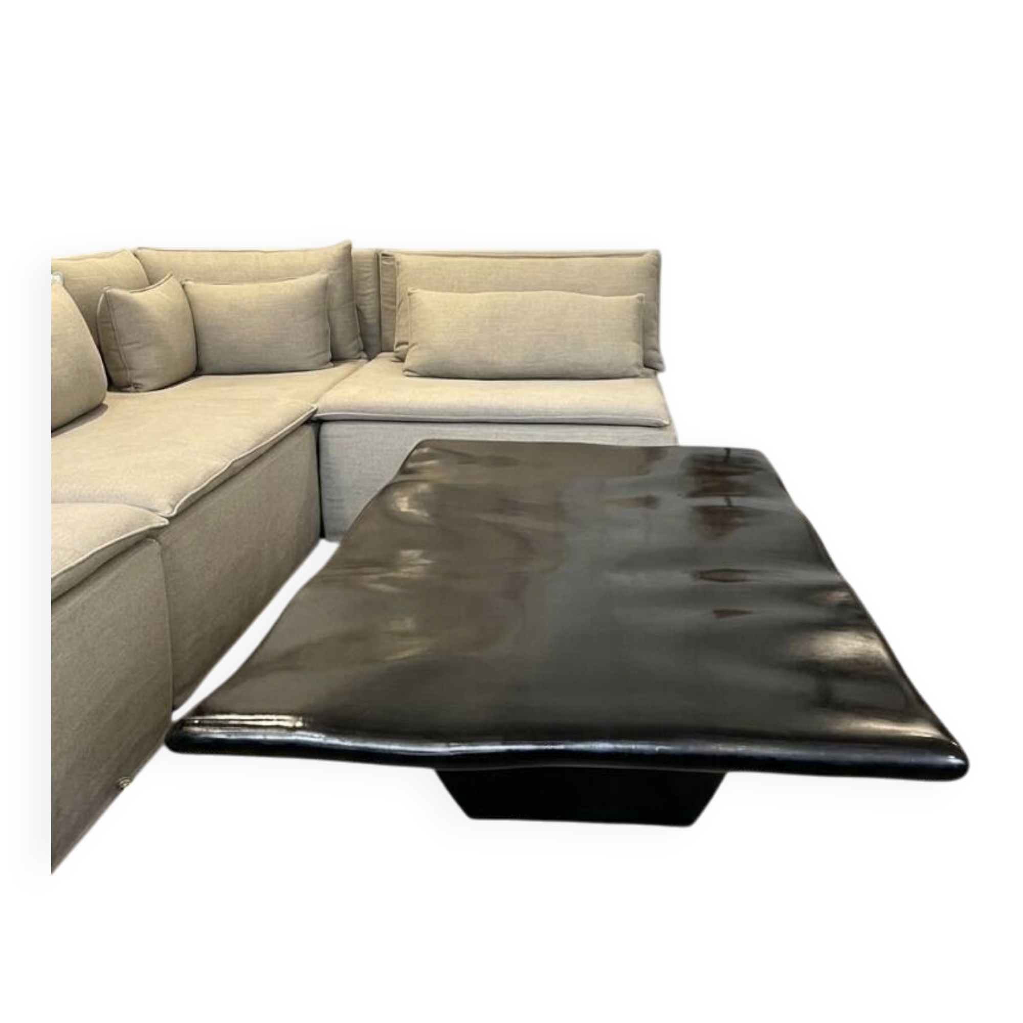 Mango wood coffee table, "wave effect" top.