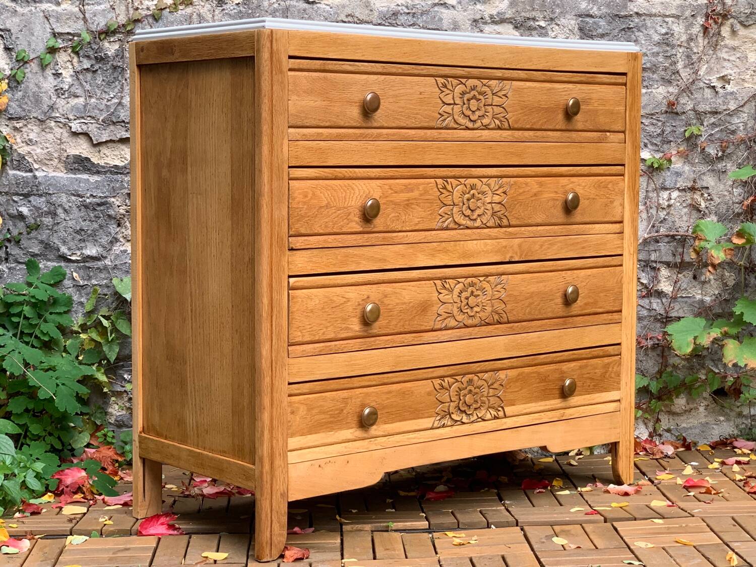 Art deco raw oak chest of drawers 1930
