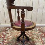 Fauteuil de bureau de bateau en acajou tournant
