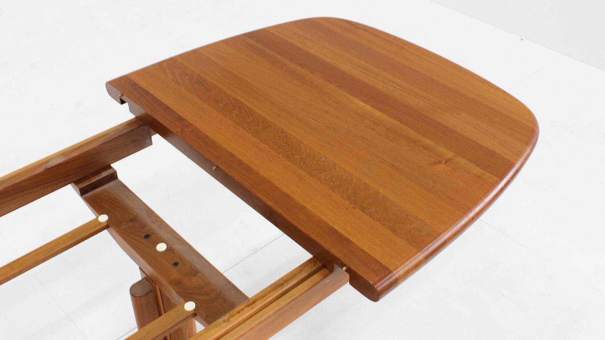 Vintage Danish oval extendable dining table solid teak 1960s