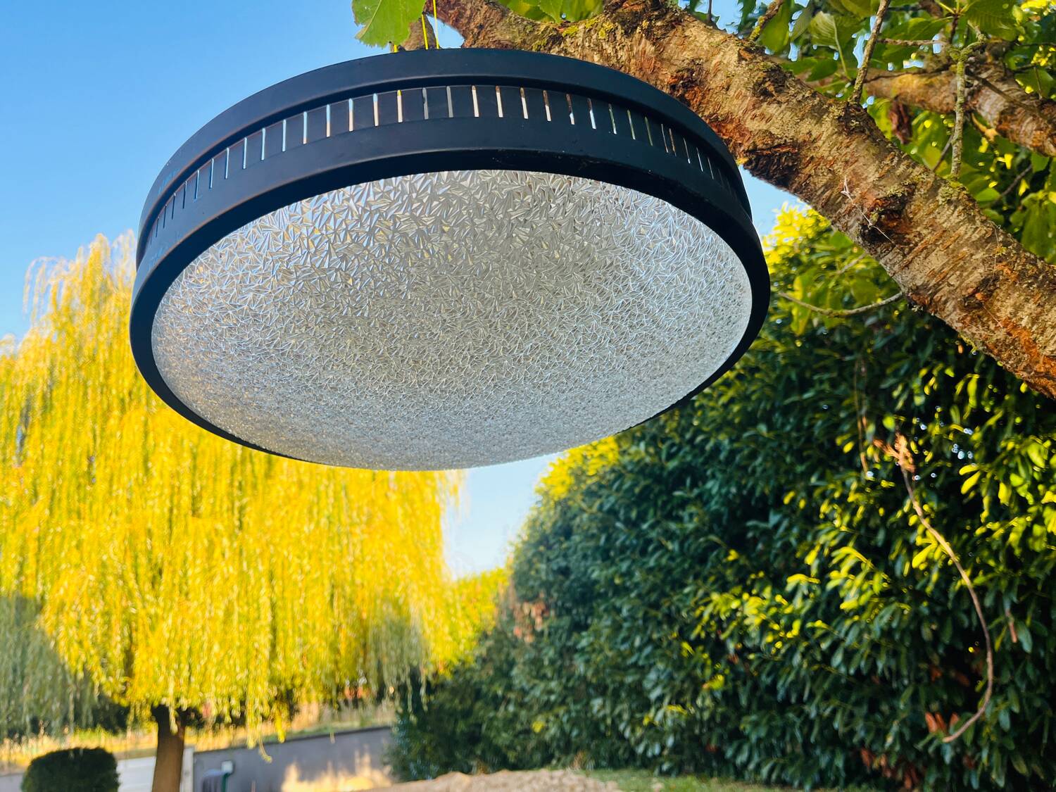 Metal and glass ceiling light, 1970