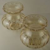 Matching Pair Mid Century Amber Glass Bubble Glass Replacement Shades 5593