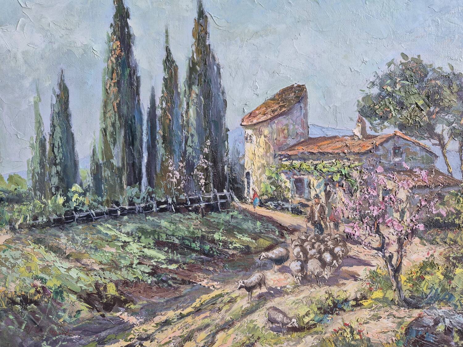Huile sur toile signée, Mas en Provence