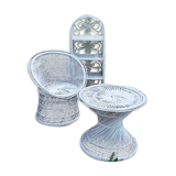 Ancien salon en rotin blanc : 5 meubles