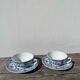 Pair of signed blue porcelain cups