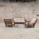 Vintage solid wood living room with plaid cushions