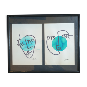 Set of 2 original minimalist paintings