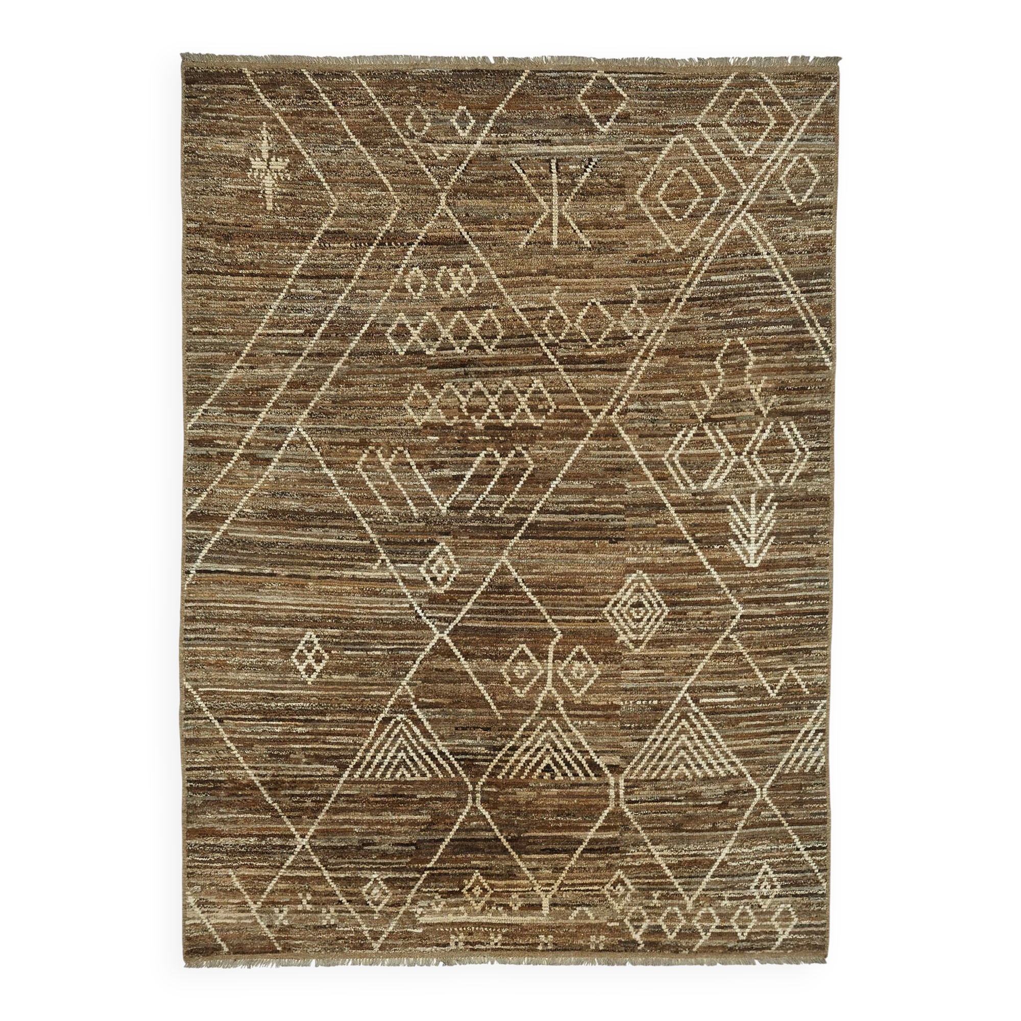 Handmade Tribal Decorative 207 cm x 293 cm Brown Wool Carpet