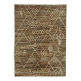Tapis décoratif tribal en laine marron fait main 207 cm x 293 cm