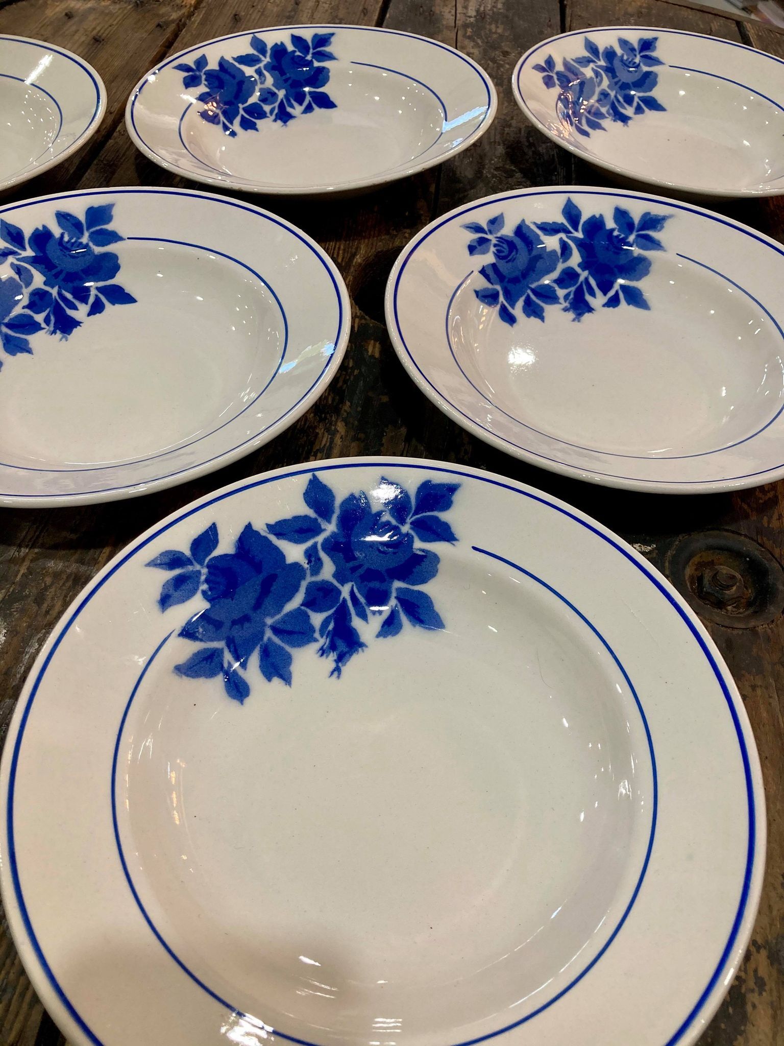 Lot 6 plates Fénal Badonviller blue