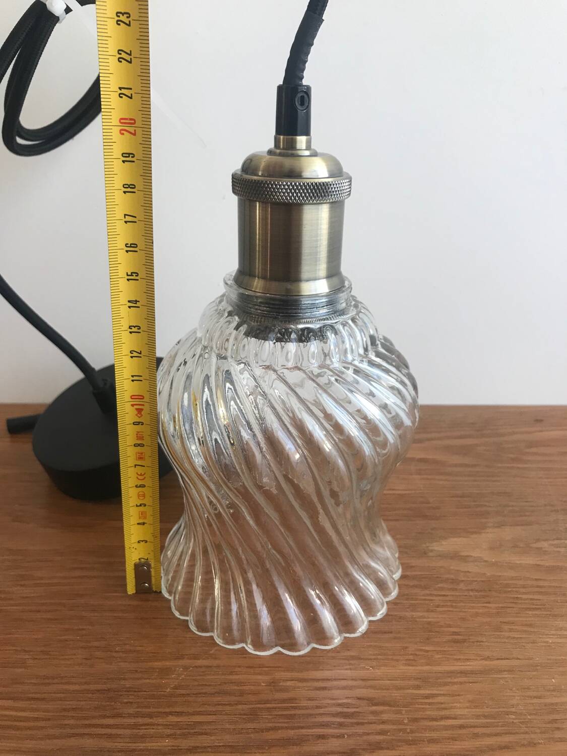 Pendant Light With Vintage Twisted Glass Globe Electrical System New