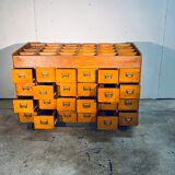 Classeur industriel en bois double avec 48 tiroirs vintage