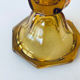 Vase tulipe ancien en verre ambré