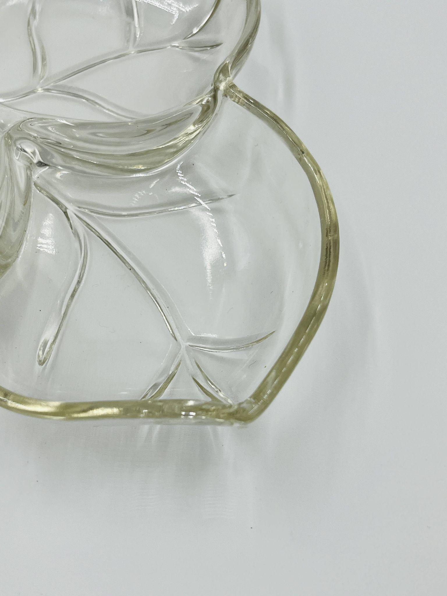 Vintage glass leaf dish