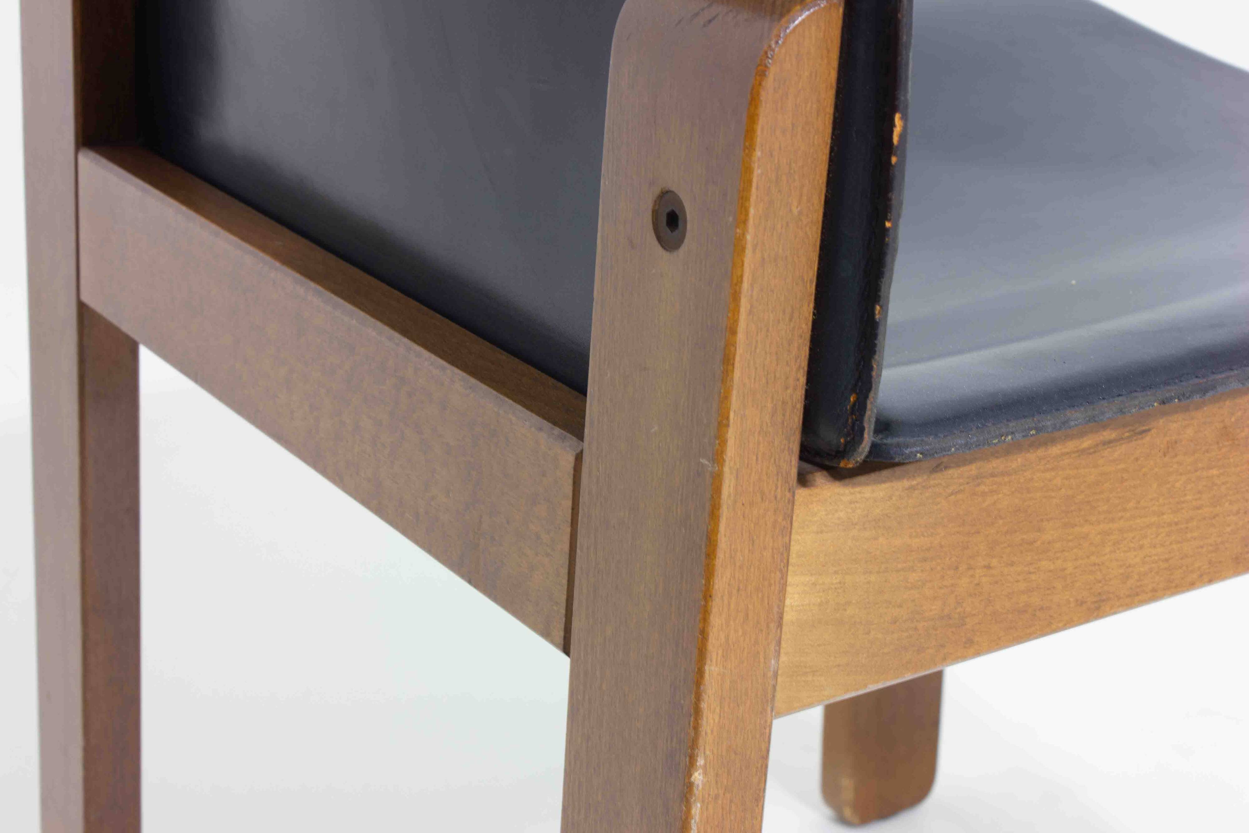 Set of 6 black leather dining chairs by Afra & Tobia Scarpa, 1970's