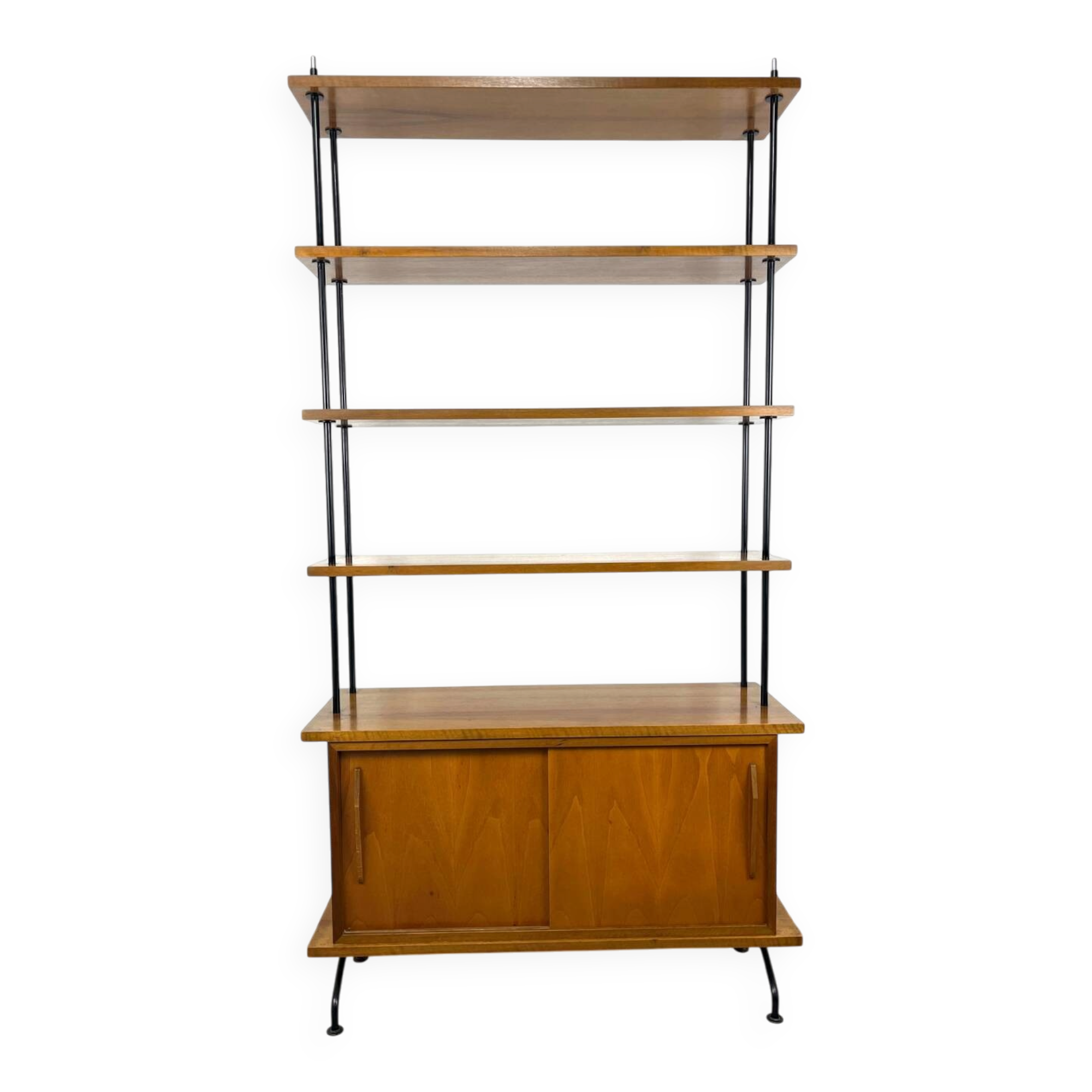 1950s wooden and metal bookshelf shelf