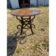 Vintage rattan table with reconstituted cement and stone top