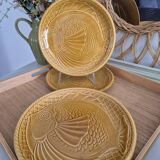 Gien earthenware fish service, 6 plates