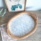 Vintage rattan and mother-of-pearl tray