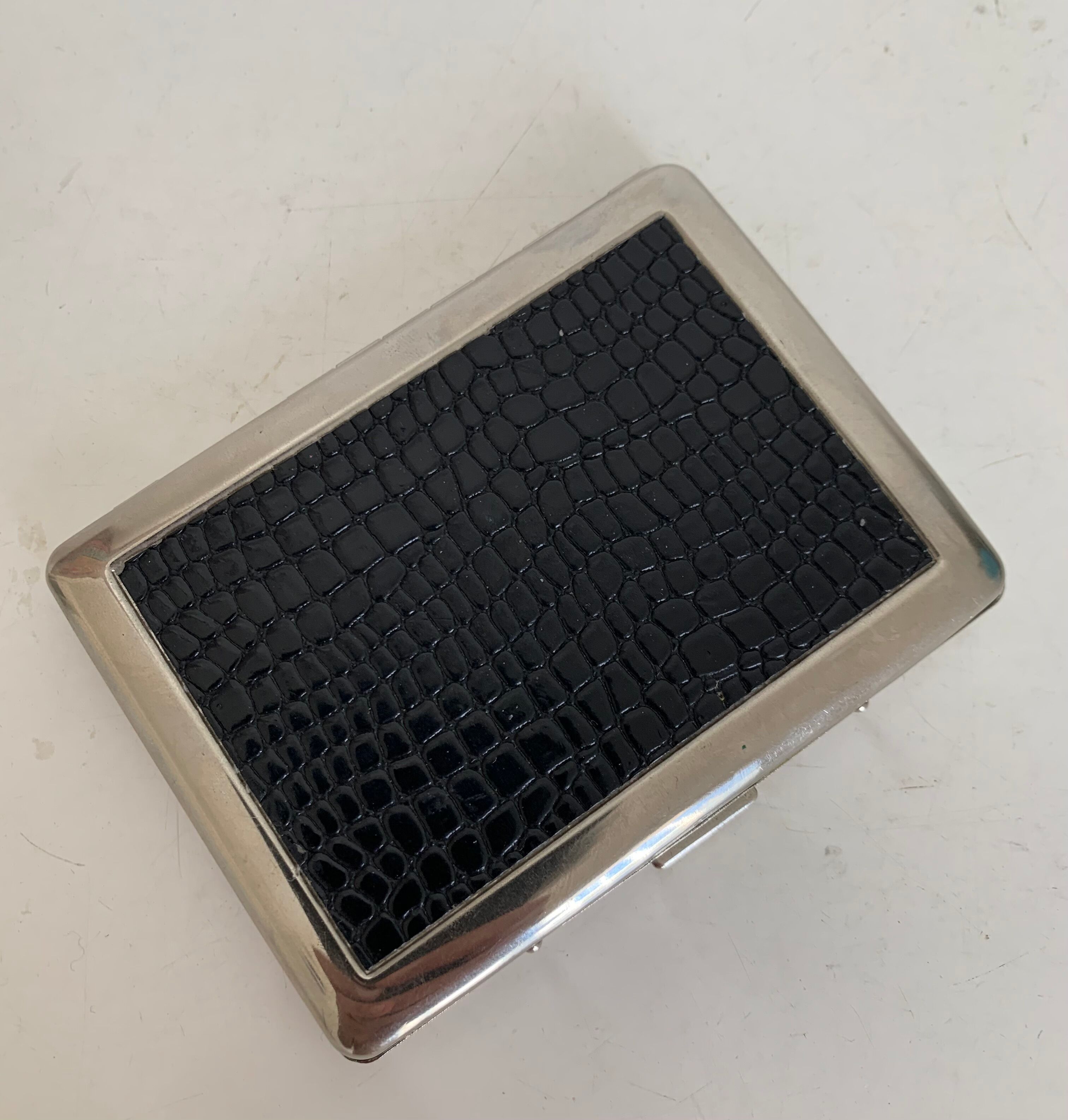 Vintage cigarette holder 1960 imitation leather box - 11 x 8 cm