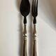 Product BHV Pair of filled silver salad cutlery and horn 19th