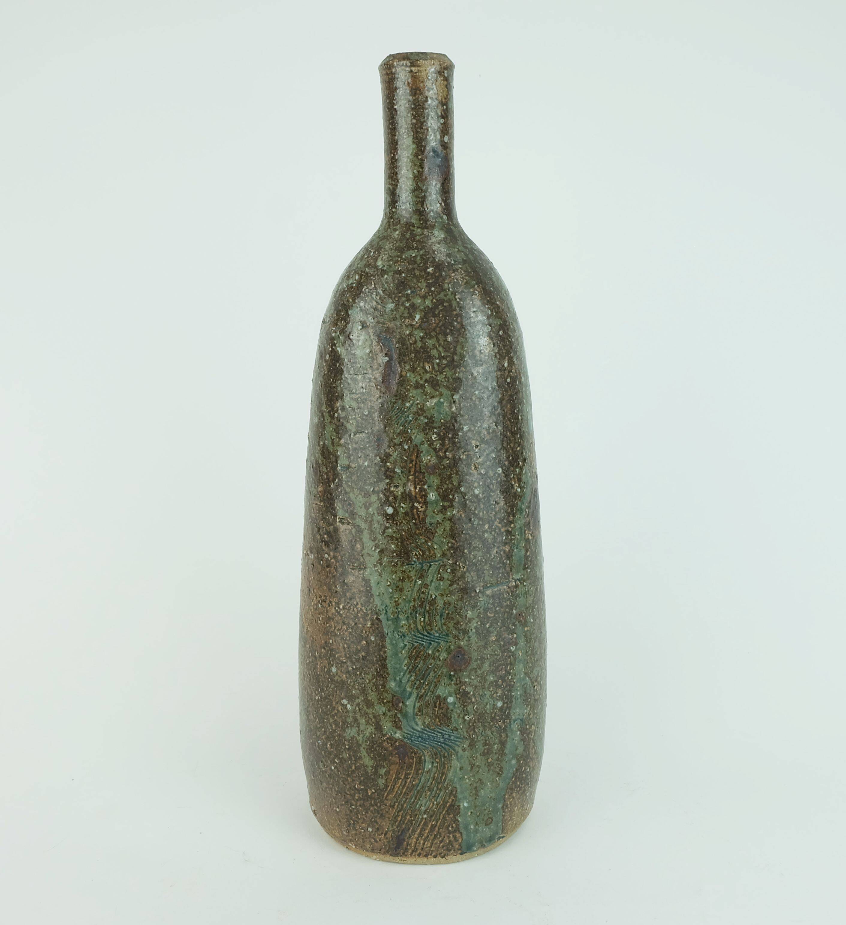 French stoneware bottle vase la borne  hand-made 1960s 70s studio ceramic