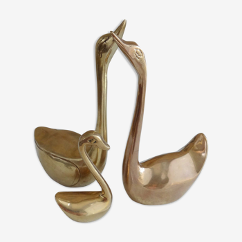 Swans in solid brass