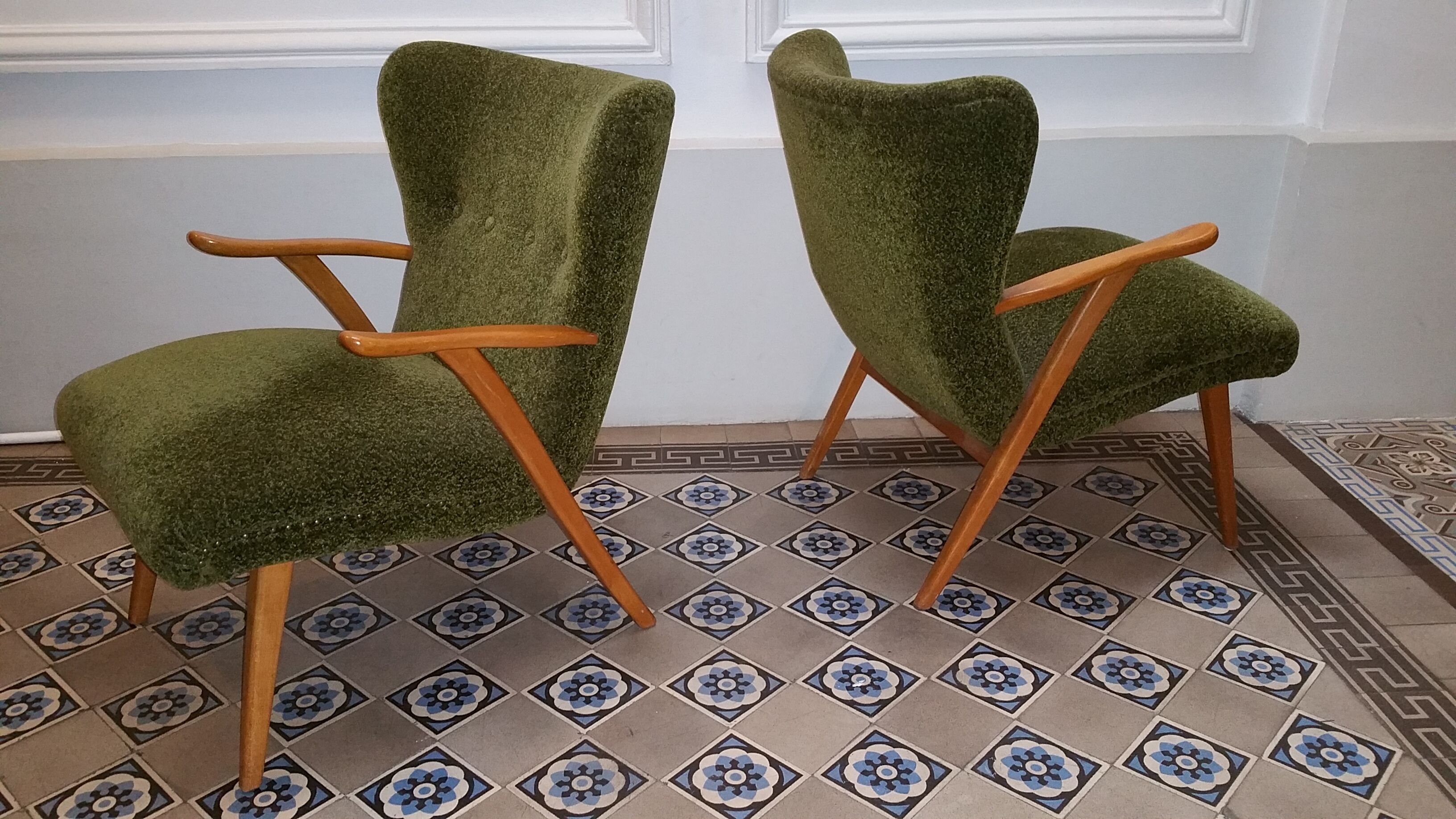 Pair of chairs WING Zig Zag cocktail vintage 50 60 year