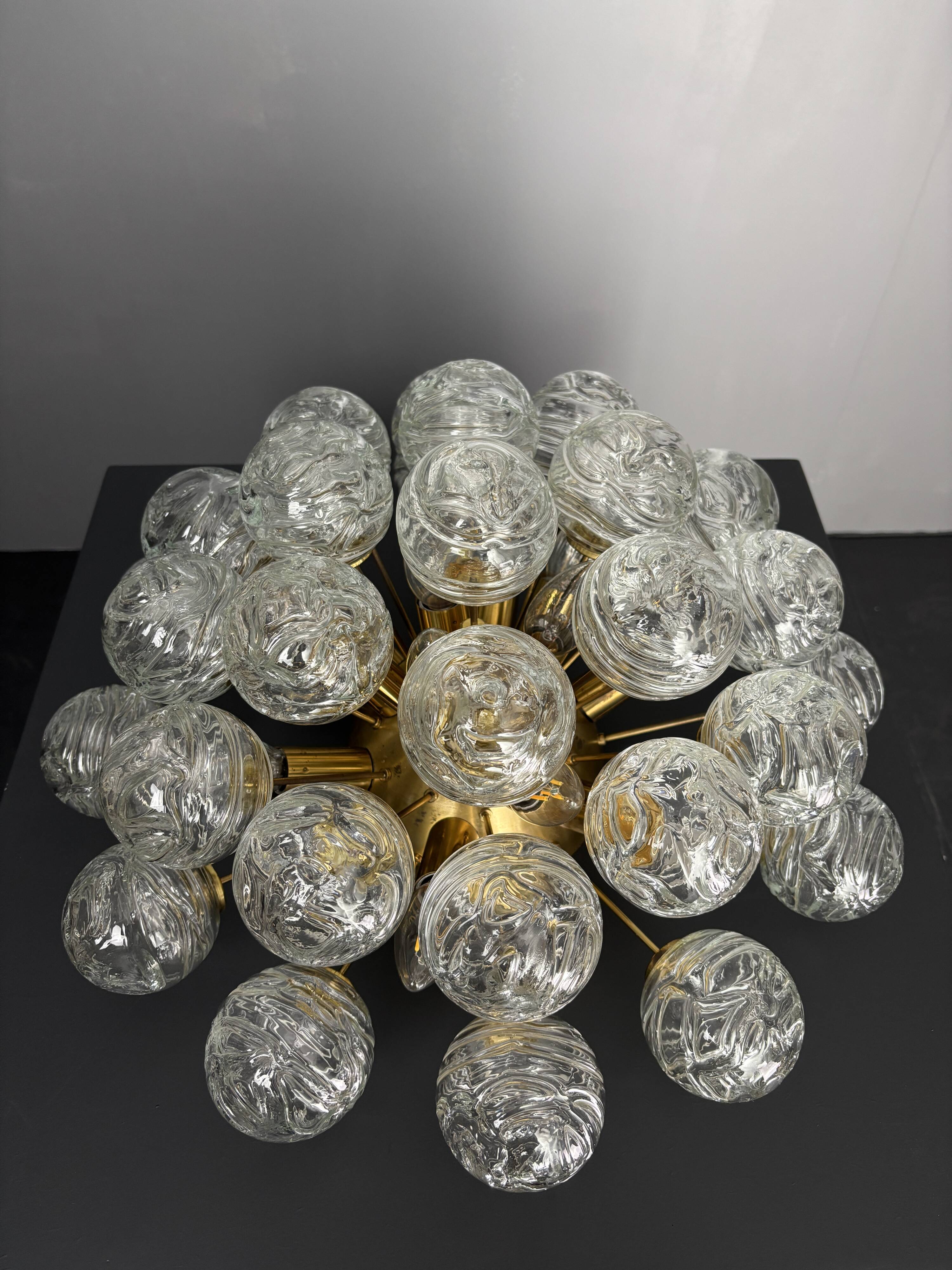 Ceiling or wall brass sputnik snowball flush mount by Doria Leuchten, 1970s
