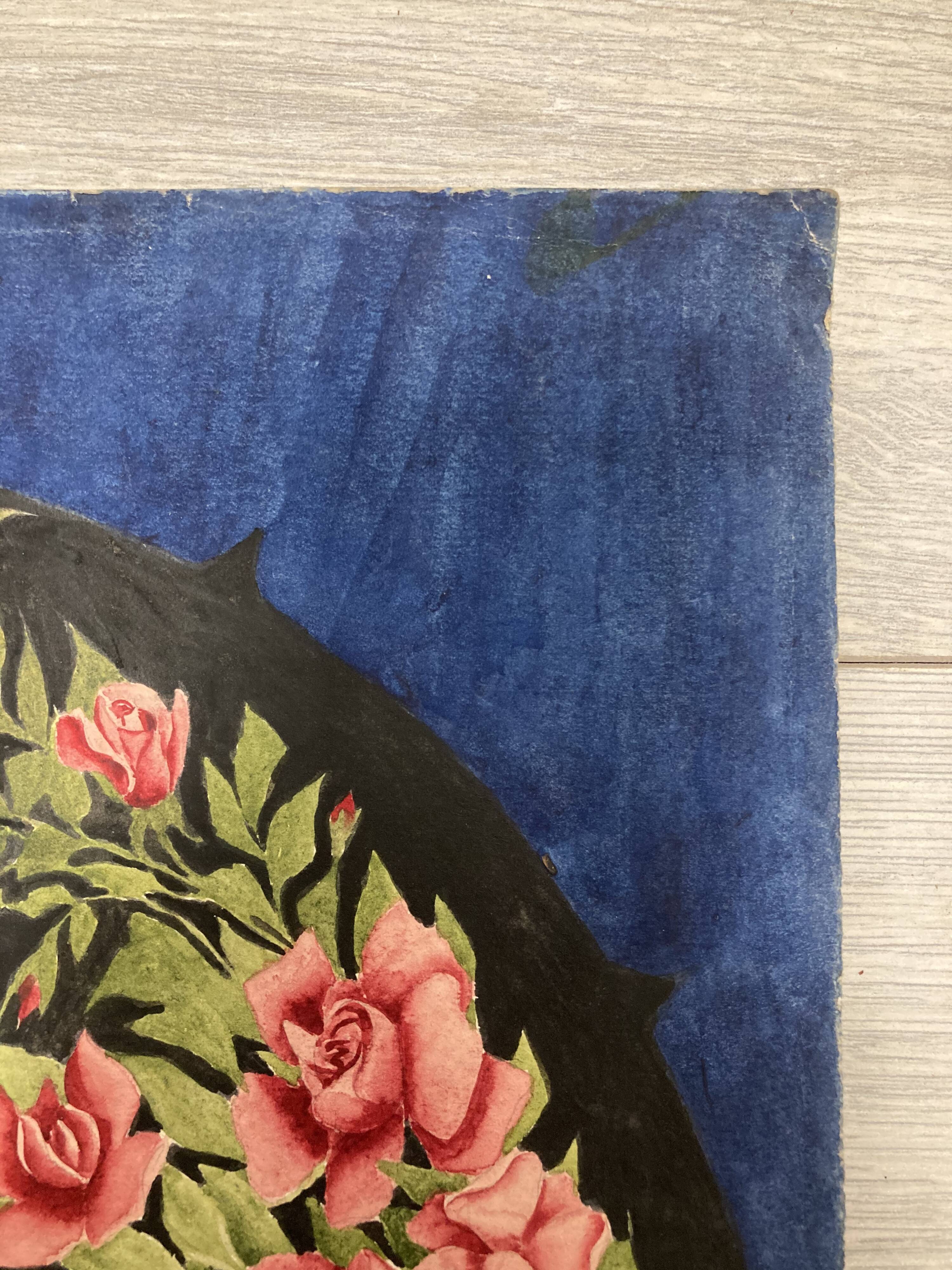 Watercolor with vintage fan