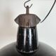 Industrial Black Enamel Factory Lamp with Cast Iron Top, 1950s