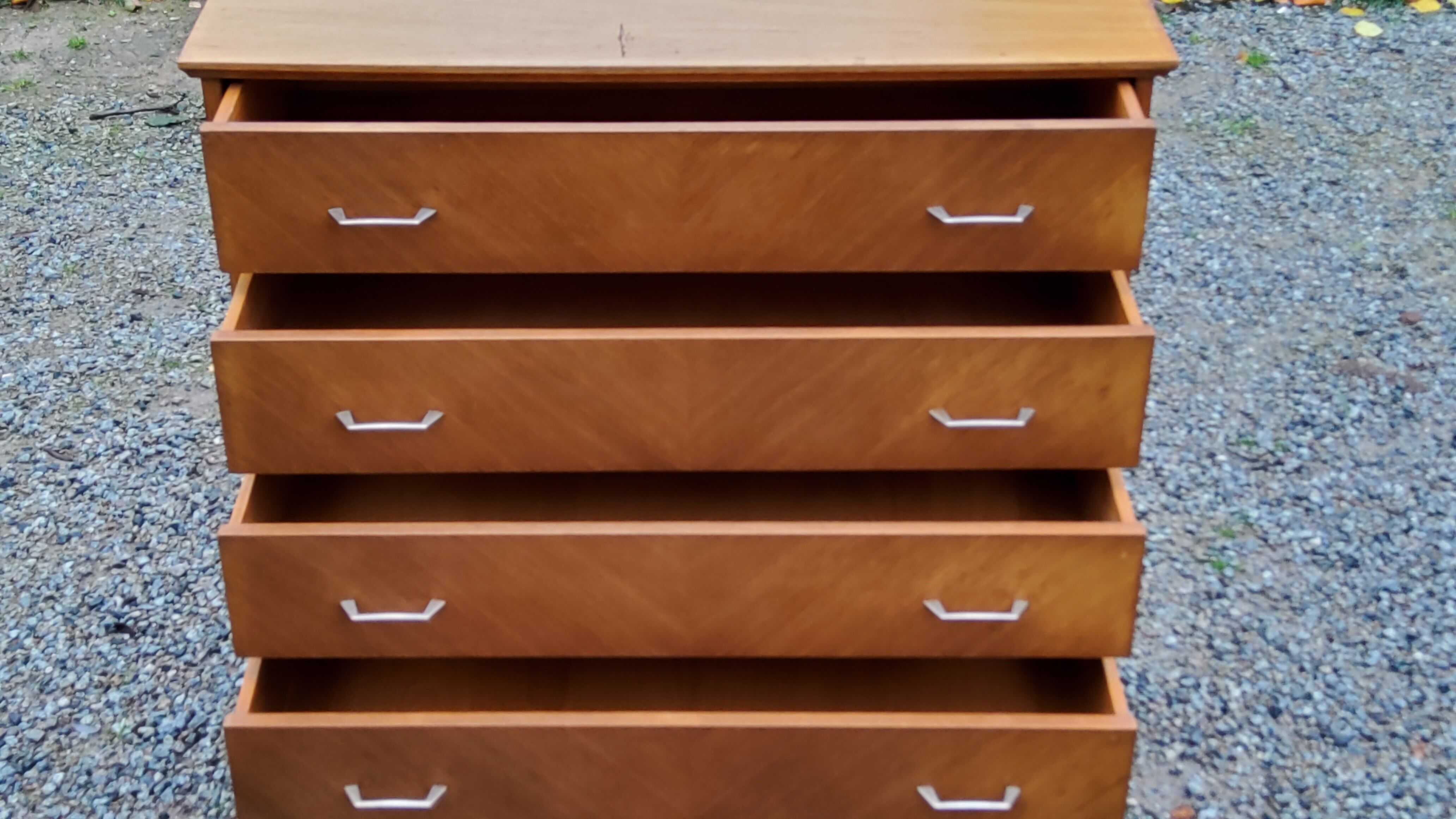 Vintage chest of drawers from the 50s in blond oak 4 drawers feet bobbin