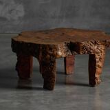 Table basse en bois de burl organique, France, années 1950