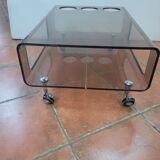 Smoked plexiglass coffee table from the 70s
