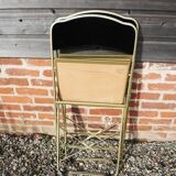 2 Anciennes Chaises Pliantes Chaisor en Laiton & Velours Noir