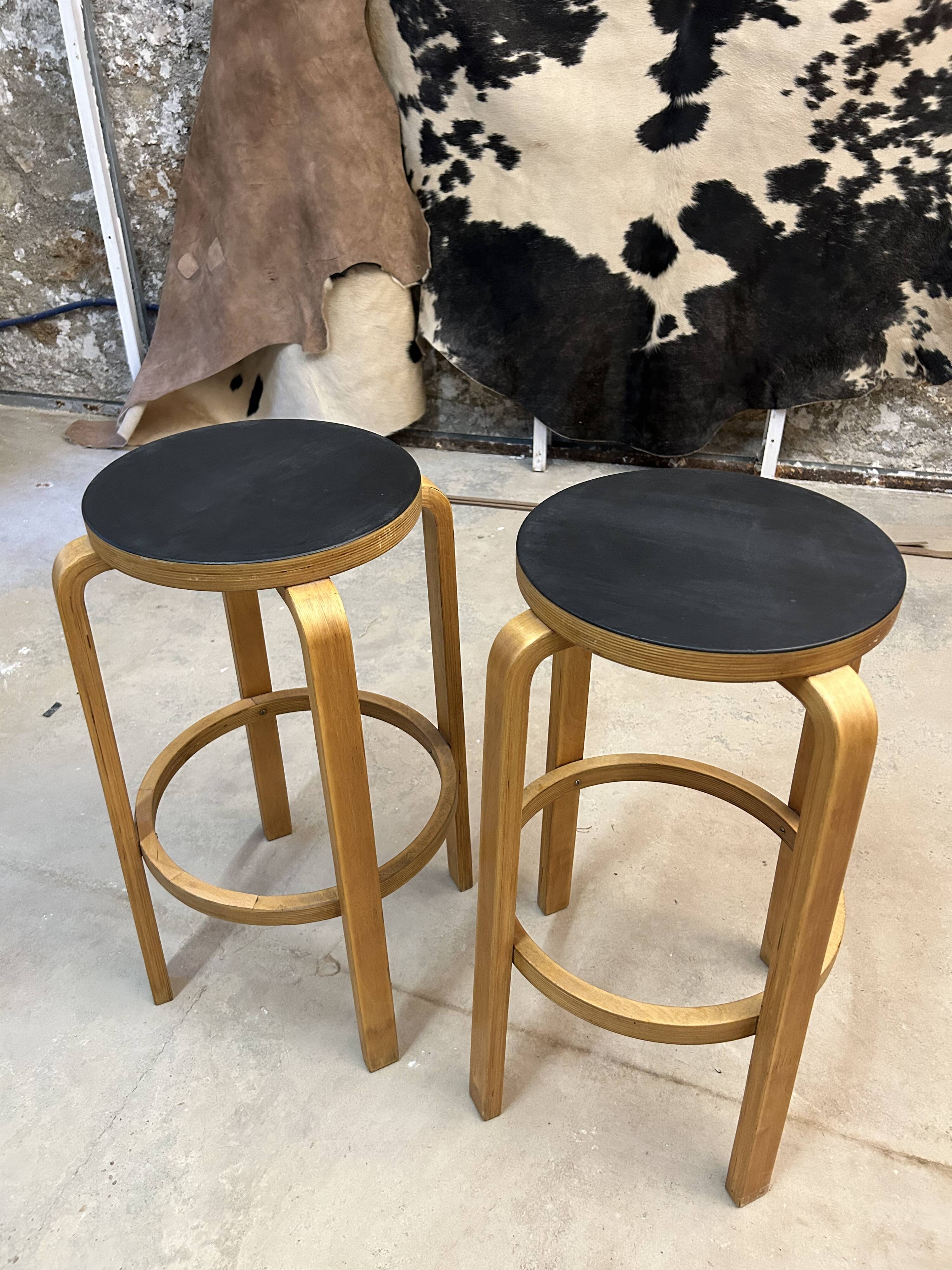 Pair of Alvar Aalto bar stools, 1960s