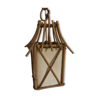 Suspension vintage en rotin 1960