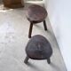Pair of tripod stools in oak