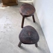Pair of tripod stools in oak